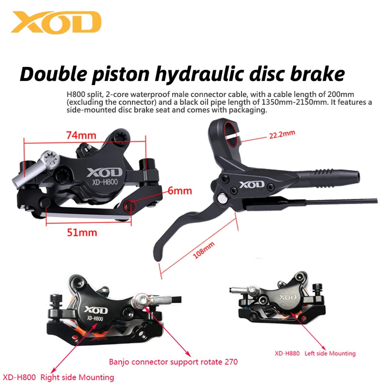 XOD H800/H880 Electric Scooter Hydraulic Disc Brake for KUKirin G2 MAX G2 Master  Multiple Models Electric Scooter Brake